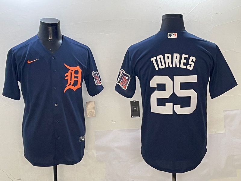 Men Detroit Tigers #25 Torres Drak Blue Game 2025 Nike MLB Jersey style 3121->detroit tigers->MLB Jersey